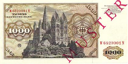 1000 DM Banknote 1000 DM Banknote